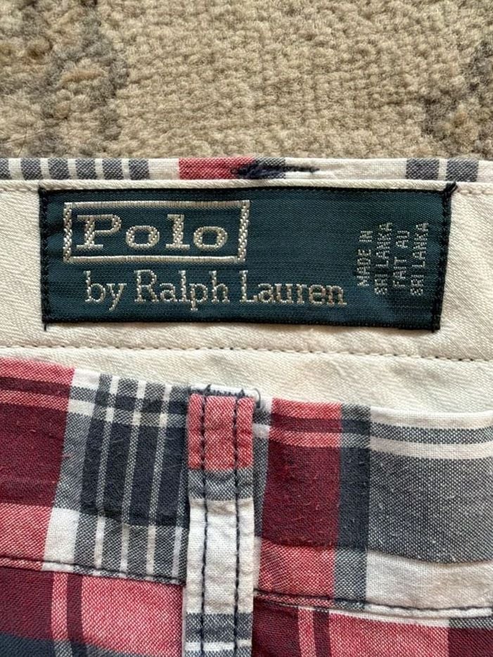Polo Ralph Lauren Plaid Shorts Size 38 Red White Blue Cotton 4
