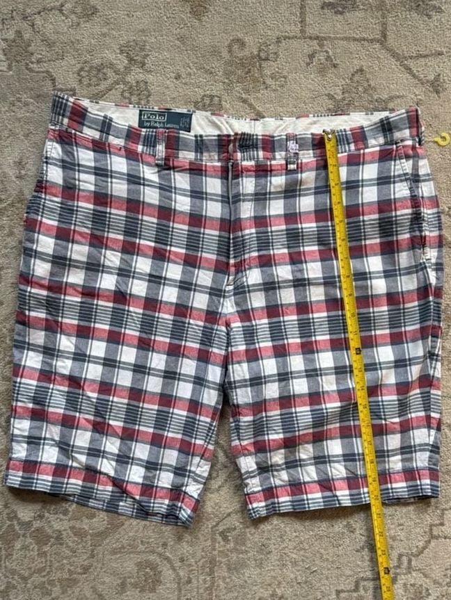 Polo Ralph Lauren Plaid Shorts Size 38 Red White Blue Cotton 2