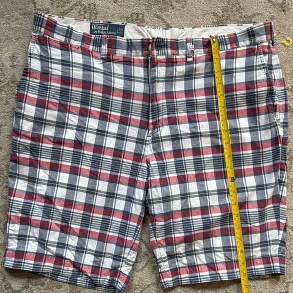 Polo Ralph Lauren Plaid Shorts Size 38 Red White Blue Cotton