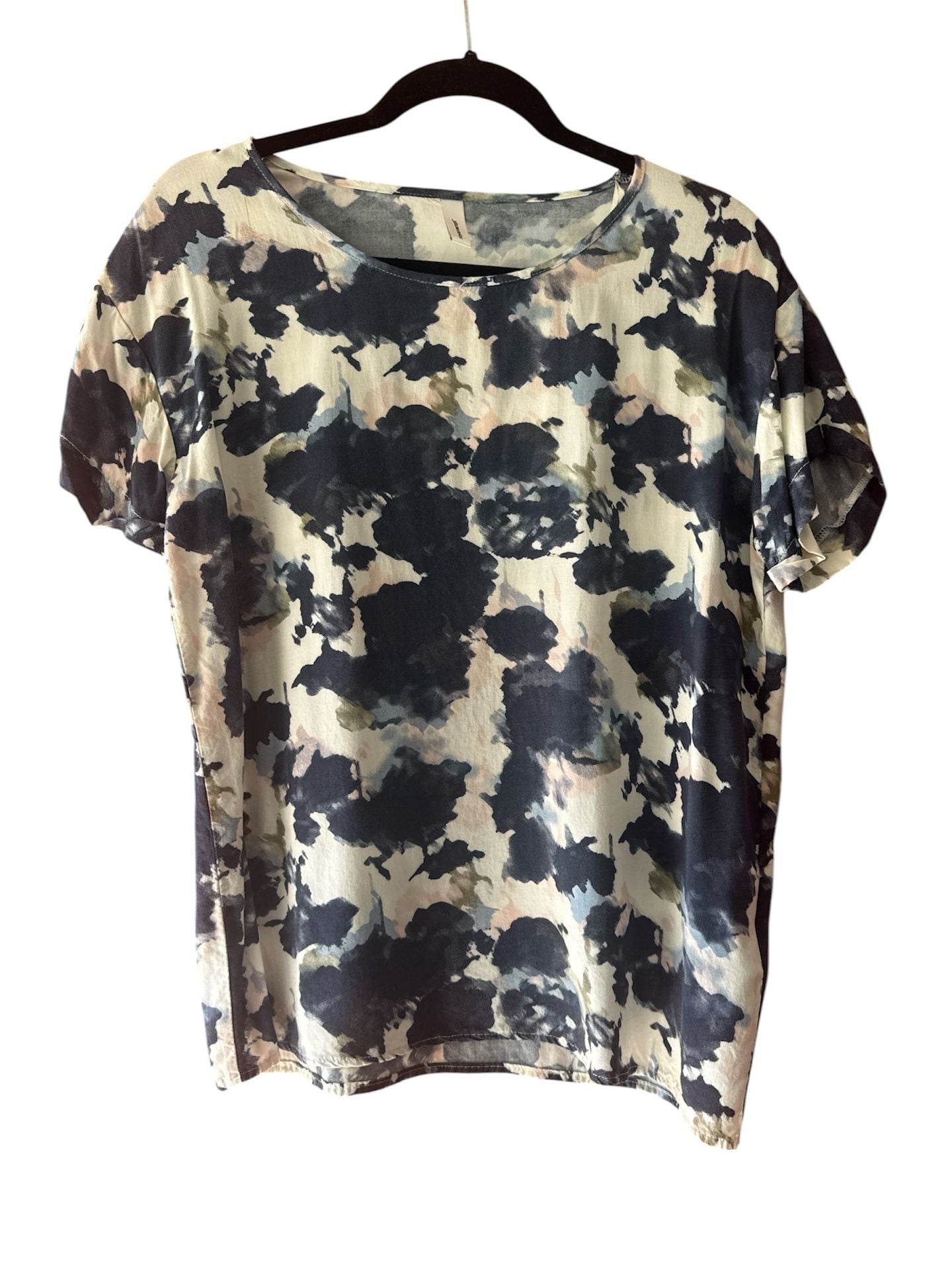 Soyaconcept Abstract Print Short Sleeve Top Viscose Blue 2