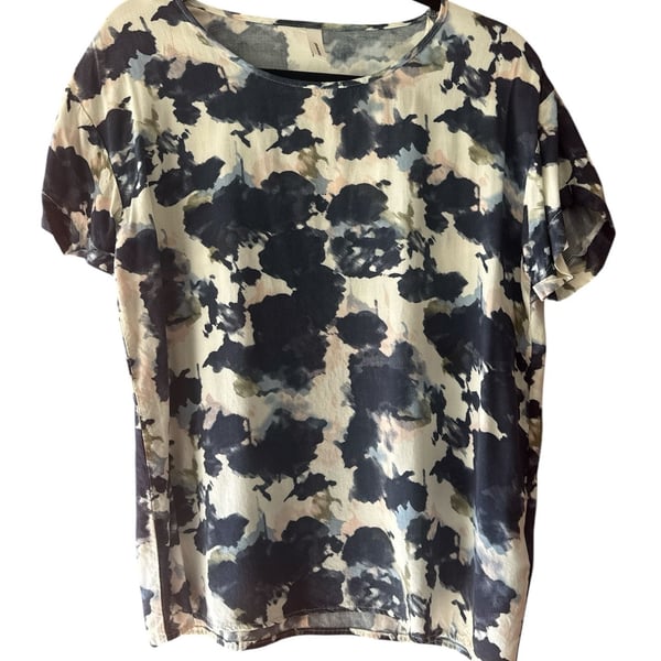 Soyaconcept Abstract Print Short Sleeve Top Viscose Blue