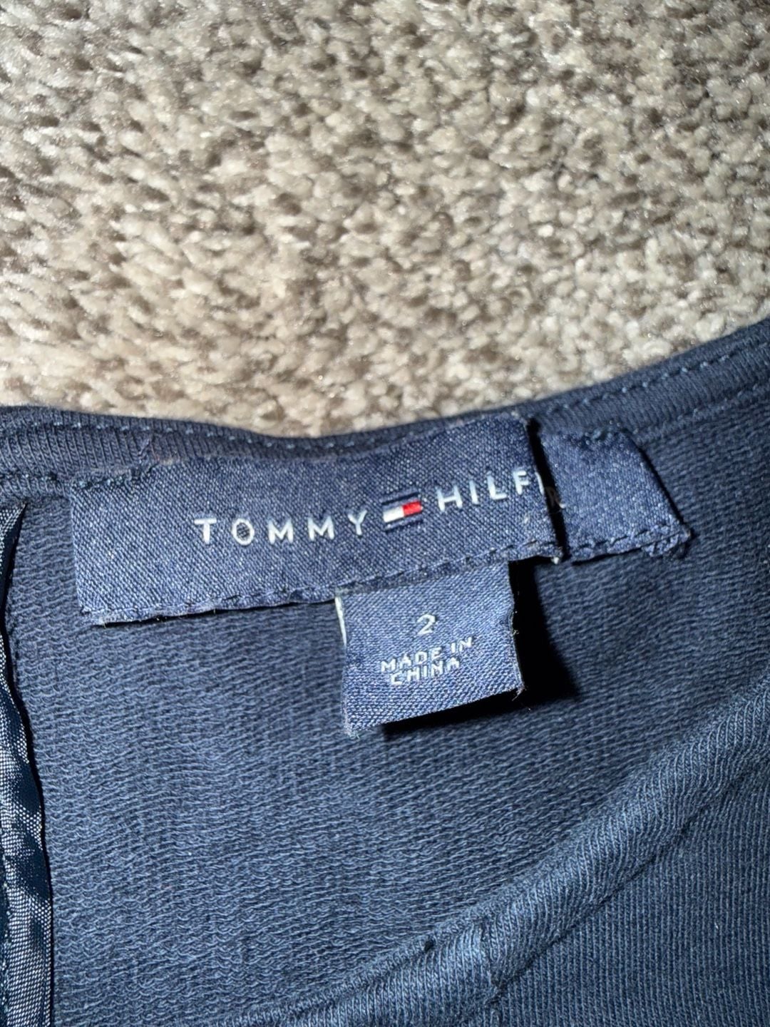 Tommy Hilfiger Sleeveless Dress Size 2 Navy Blue Striped Pockets 3