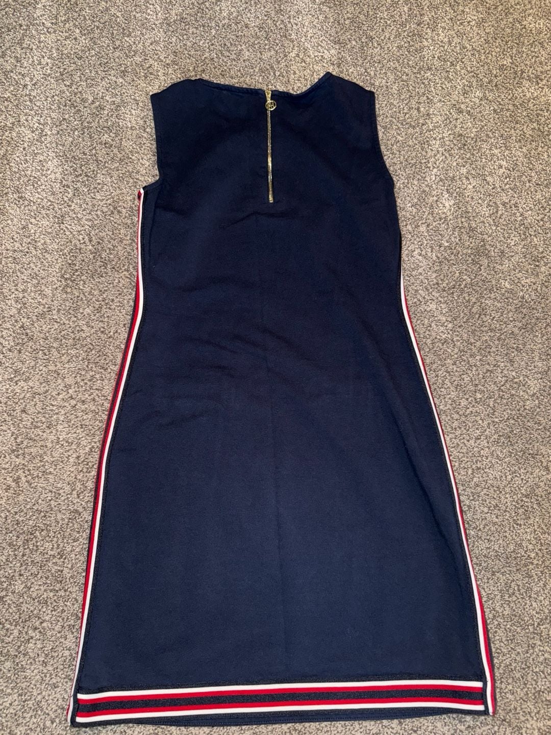 Tommy Hilfiger Sleeveless Dress Size 2 Navy Blue Striped Pockets 5