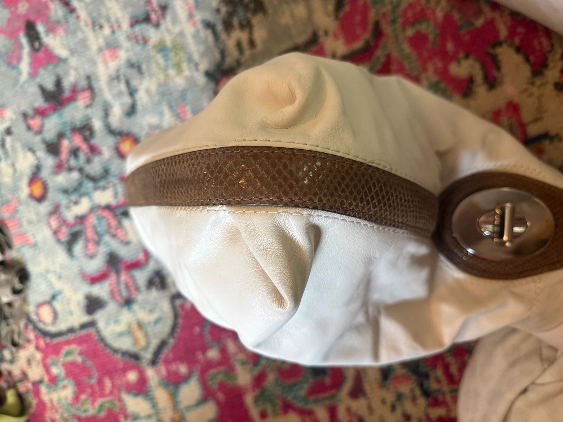 Coach Pebble Leather Scout Hobo Handbag White Brown 7