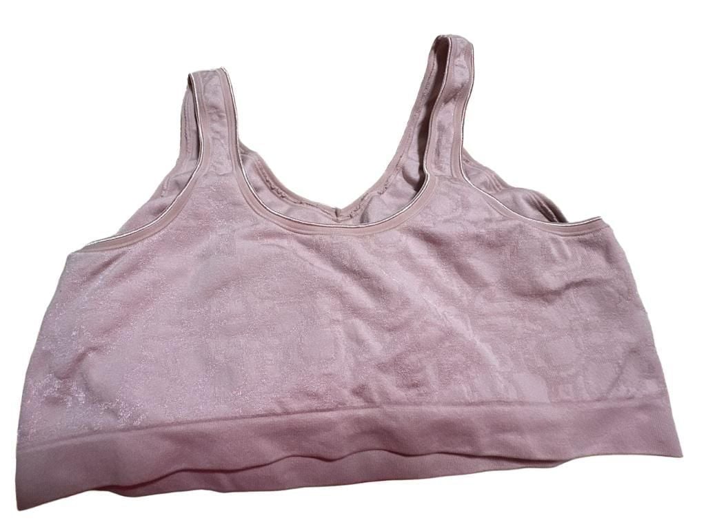 AnyBody Seamless Bra Size 2X Pink Floral Jacquard Wireless Lounge Bralette 5