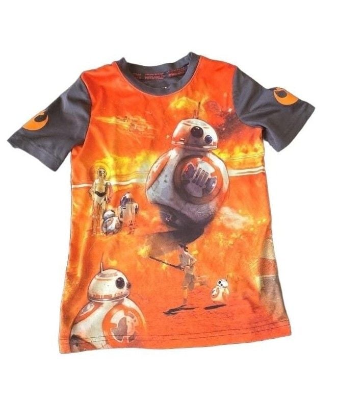 Star Wars BB-8 Graphic T-Shirt Size M (5/6) Orange Gray 1