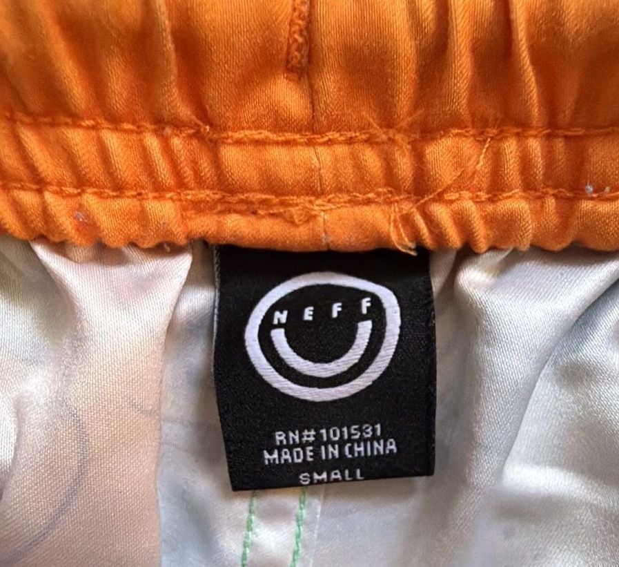 Neff Mens Rubber Duck Tropical Swim Trunks Mint Green Orange Board Shorts 6
