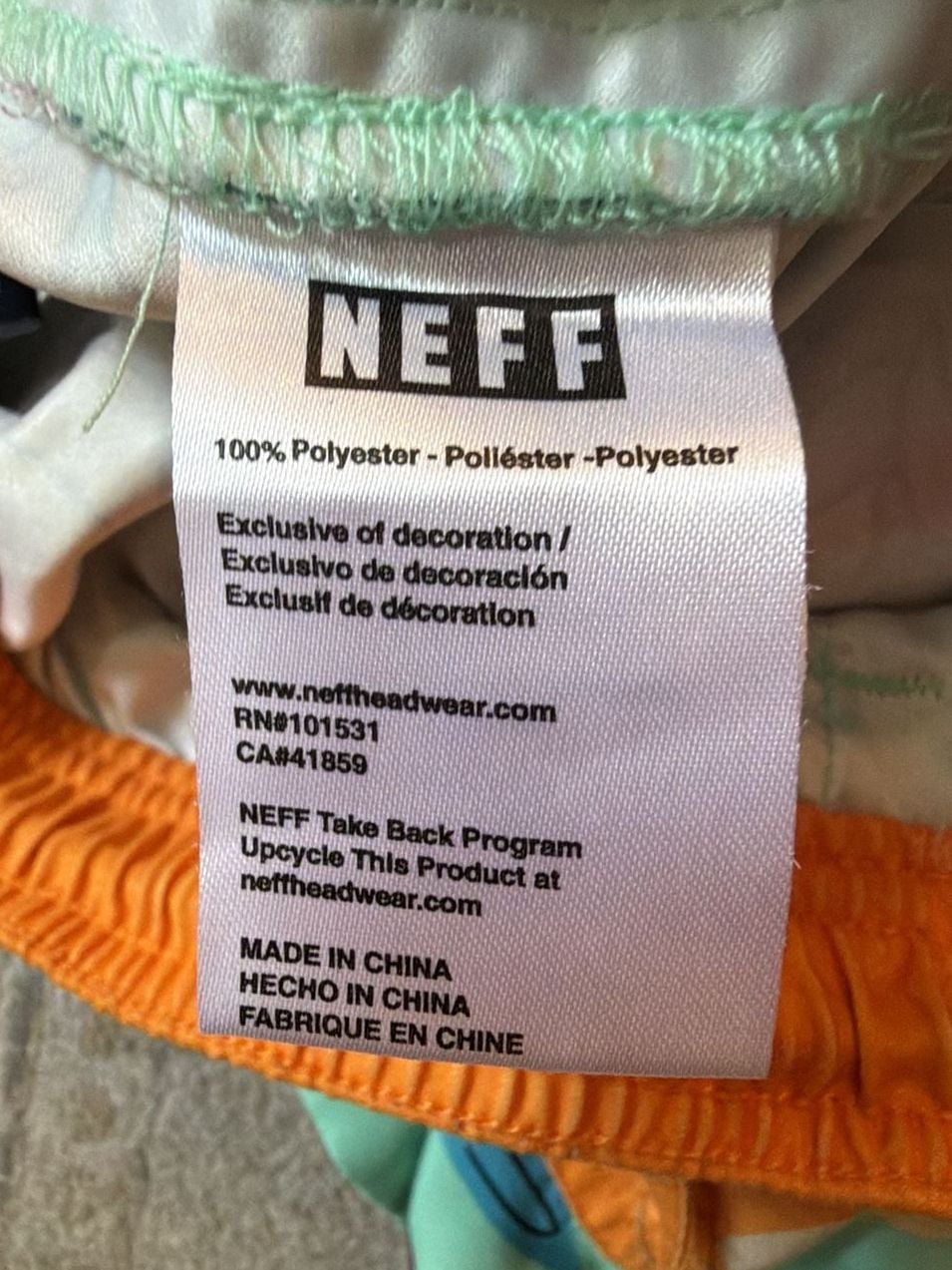 Neff Mens Rubber Duck Tropical Swim Trunks Mint Green Orange Board Shorts 7