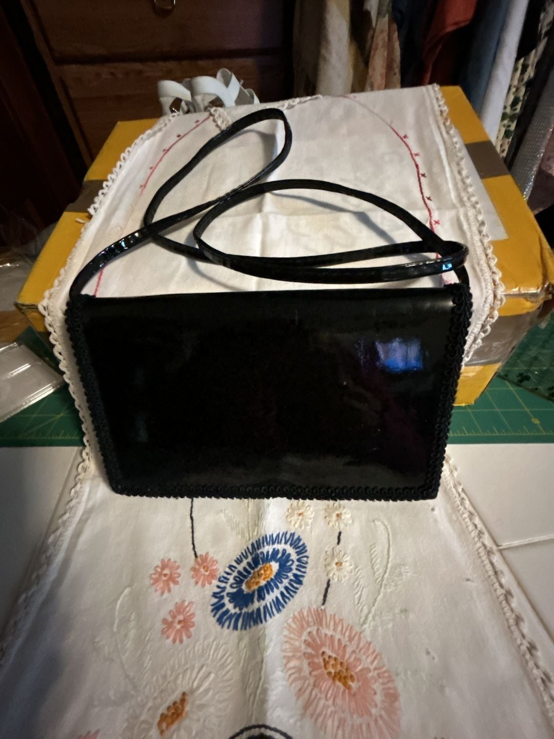 The Furst Collection Black Patent Leather Shoulder Bag Clutch Purse 2