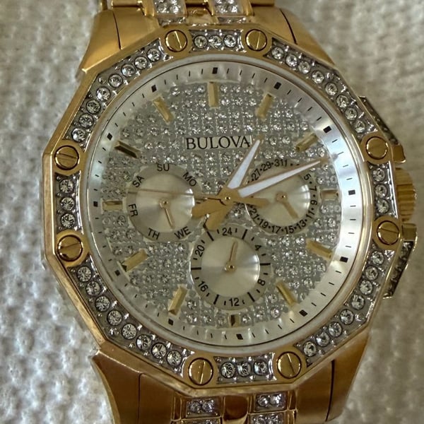 Bulova Octava 98C126 Gold Pavé Crystal Watch