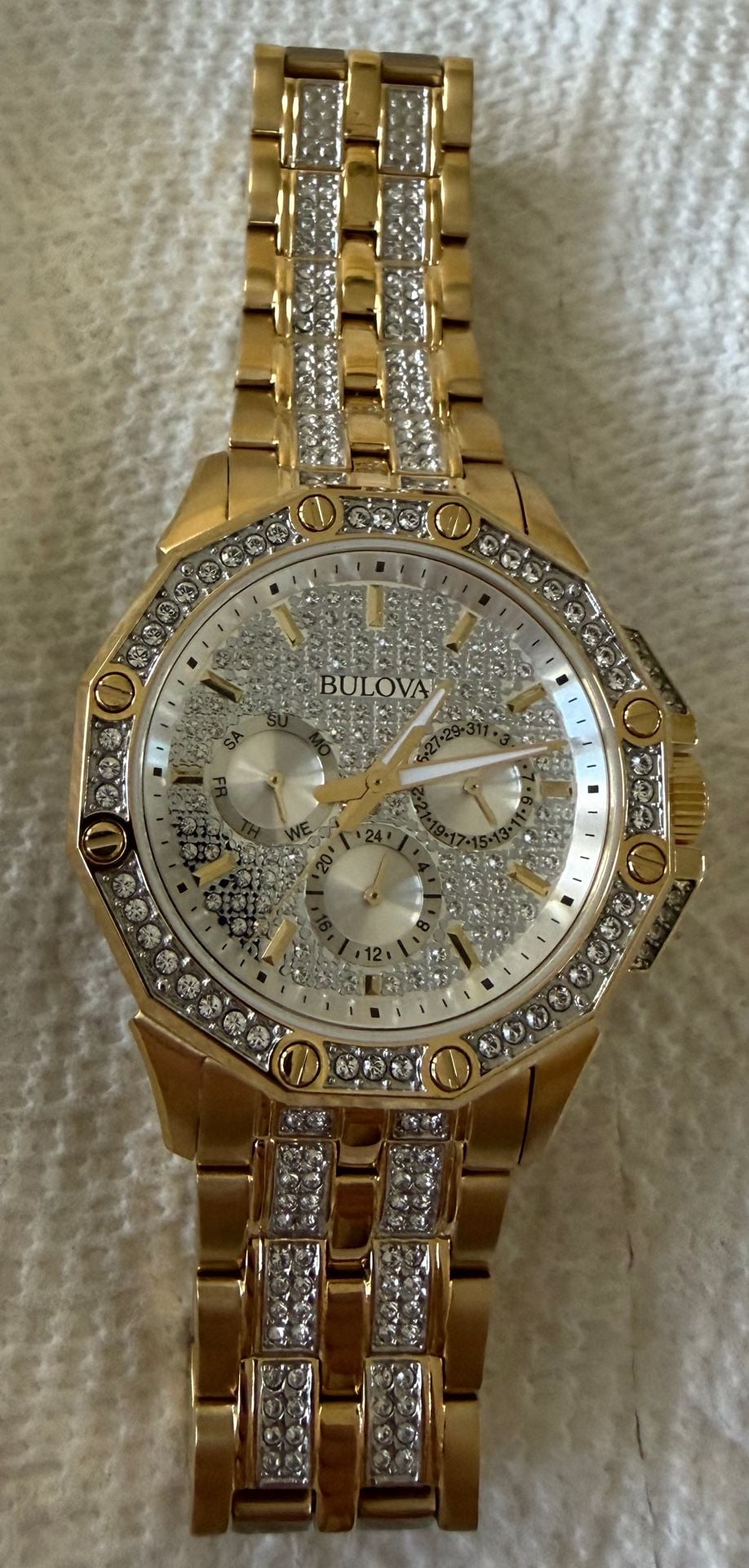 Bulova Octava 98C126 Gold Pavé Crystal Watch 3