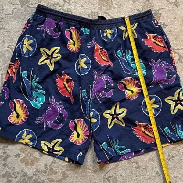 Eddie Bauer Swim Trunks Size XL Blue Marine Life Print Nylon