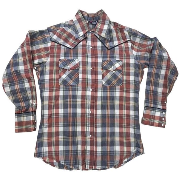 Vintage 1970s Levi's Fresh Produce Plaid Western Pearl Snap Shirt-Sz L