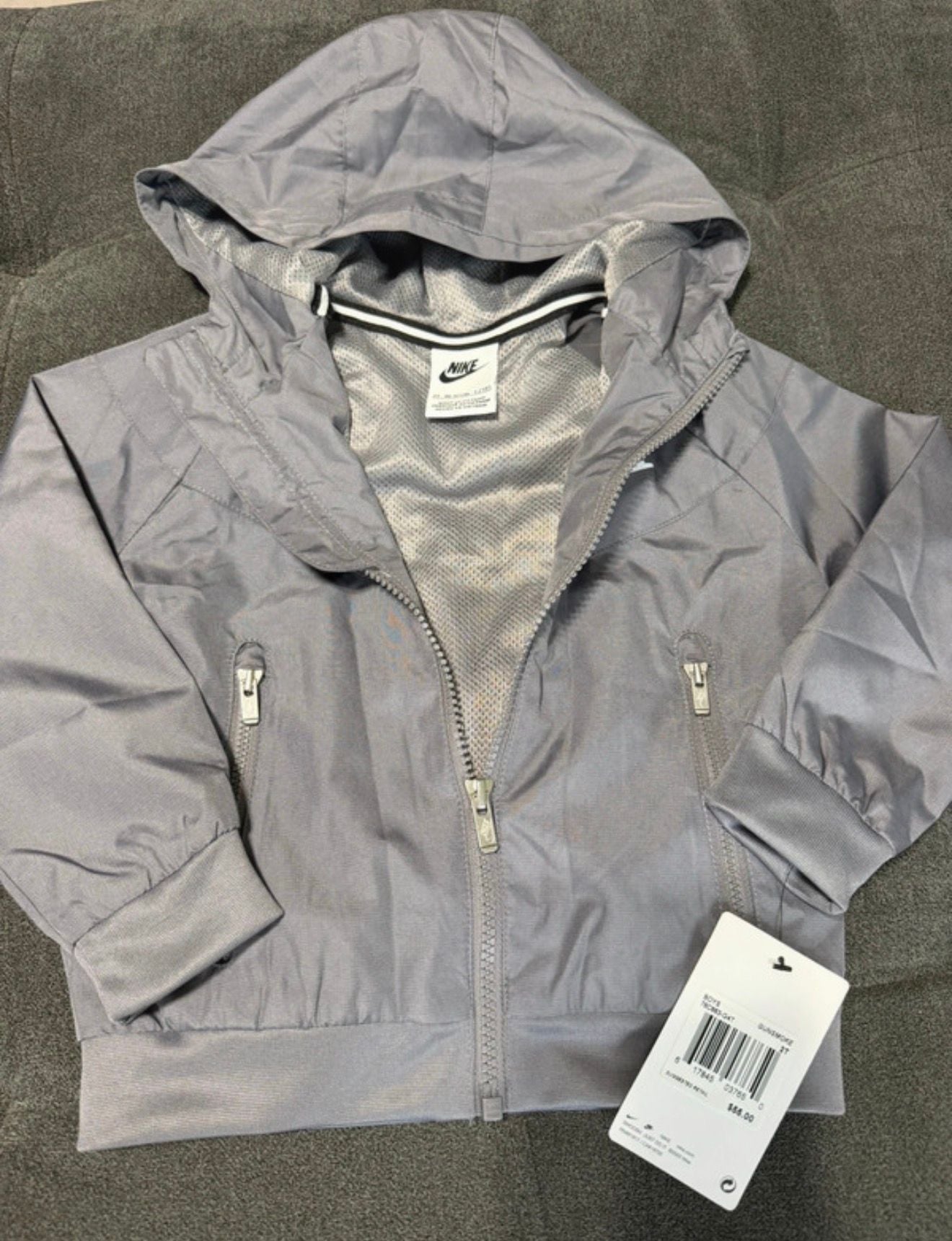 Nike Windbreaker Jacket Size 2T Gray Full Zip 1