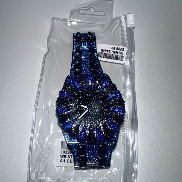  Wrist Watch Blue Iced Out Rhinestone