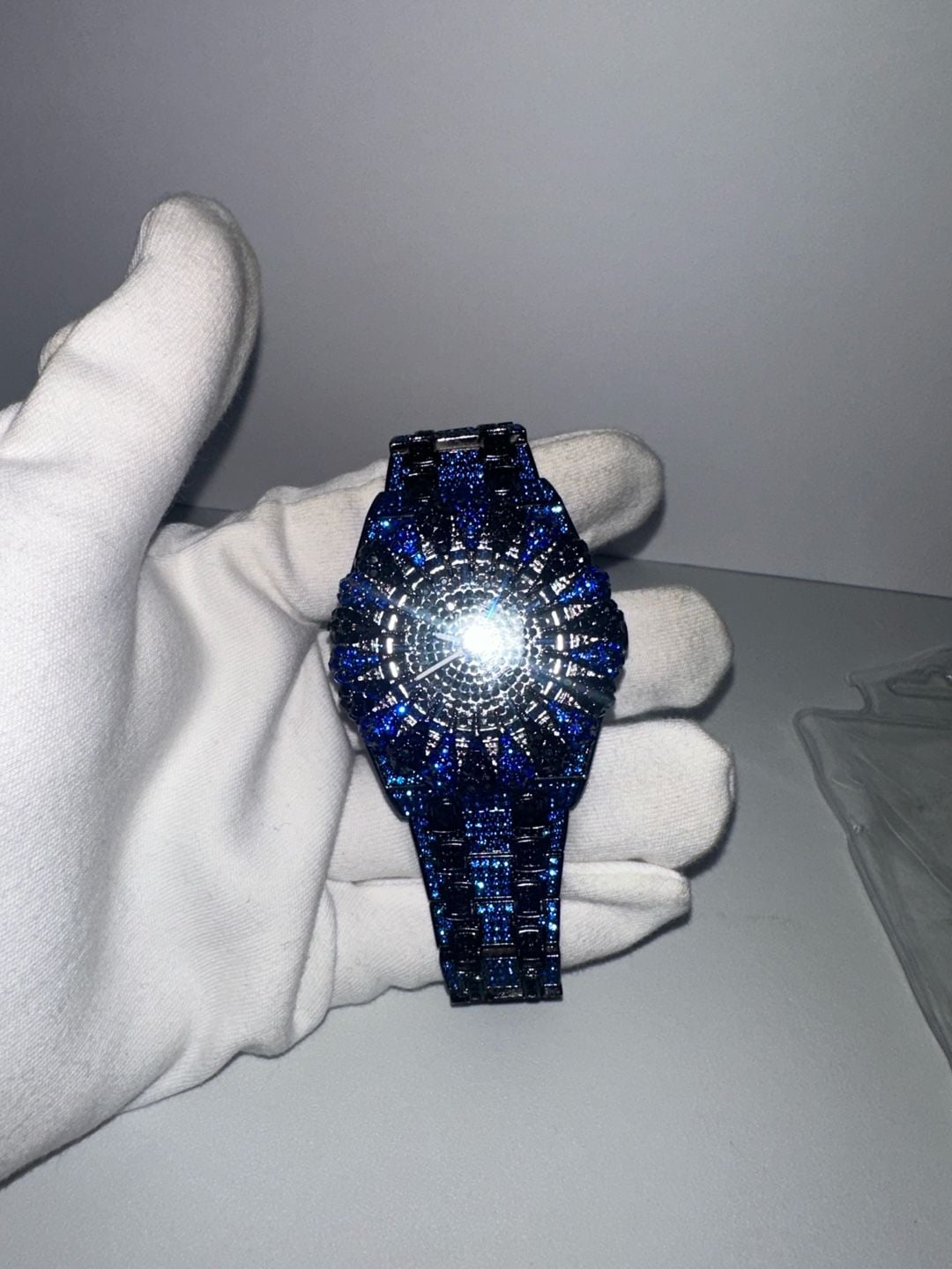 Wrist Watch Blue Iced Out Rhinestone 3