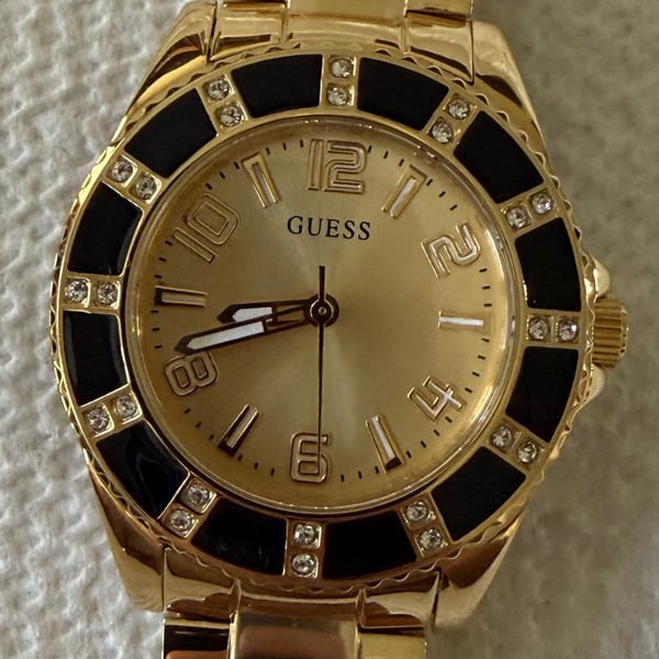 Guess Gold Tone Crystal Sport Watch