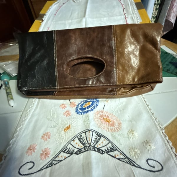 Multi Color Leather Jean Rey Pouch Clutch Bag