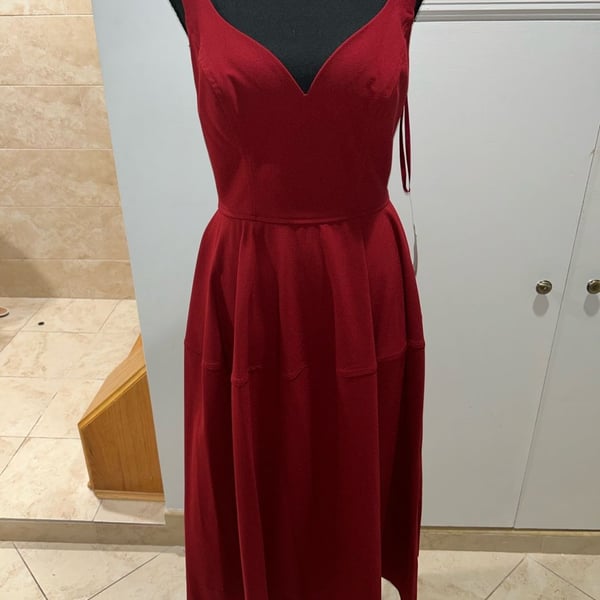 Jill Jill Stuart Midi Dress Size 4 Red Fit And Flare Sleeveless