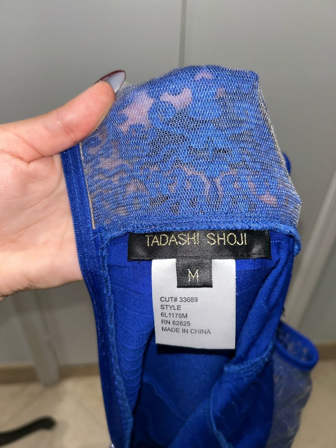 Tadashi Shoji Dress Size M Blue Lace Midi Cocktail Sleeveless 3