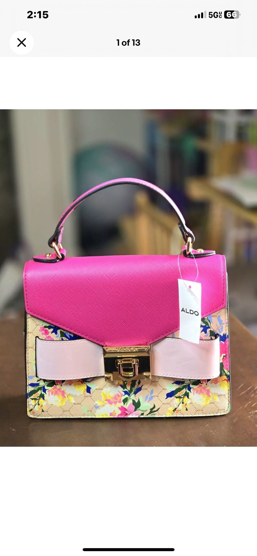 Aldo Floral Top Handle Crossbody Bag Pink Multi 3