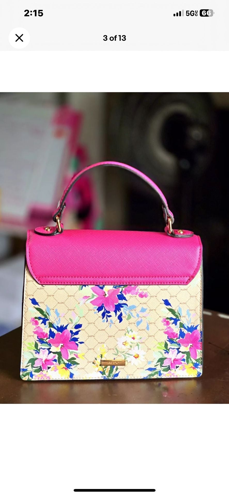 Aldo Floral Top Handle Crossbody Bag Pink Multi 4