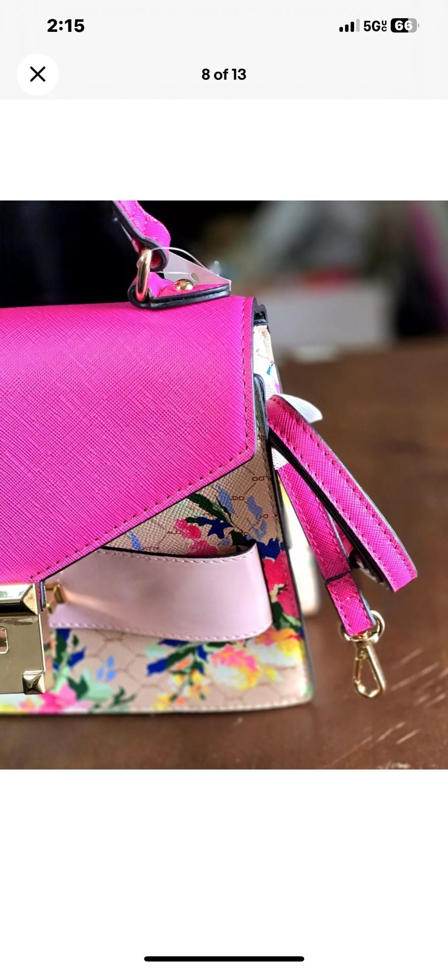 Aldo Floral Top Handle Crossbody Bag Pink Multi 8