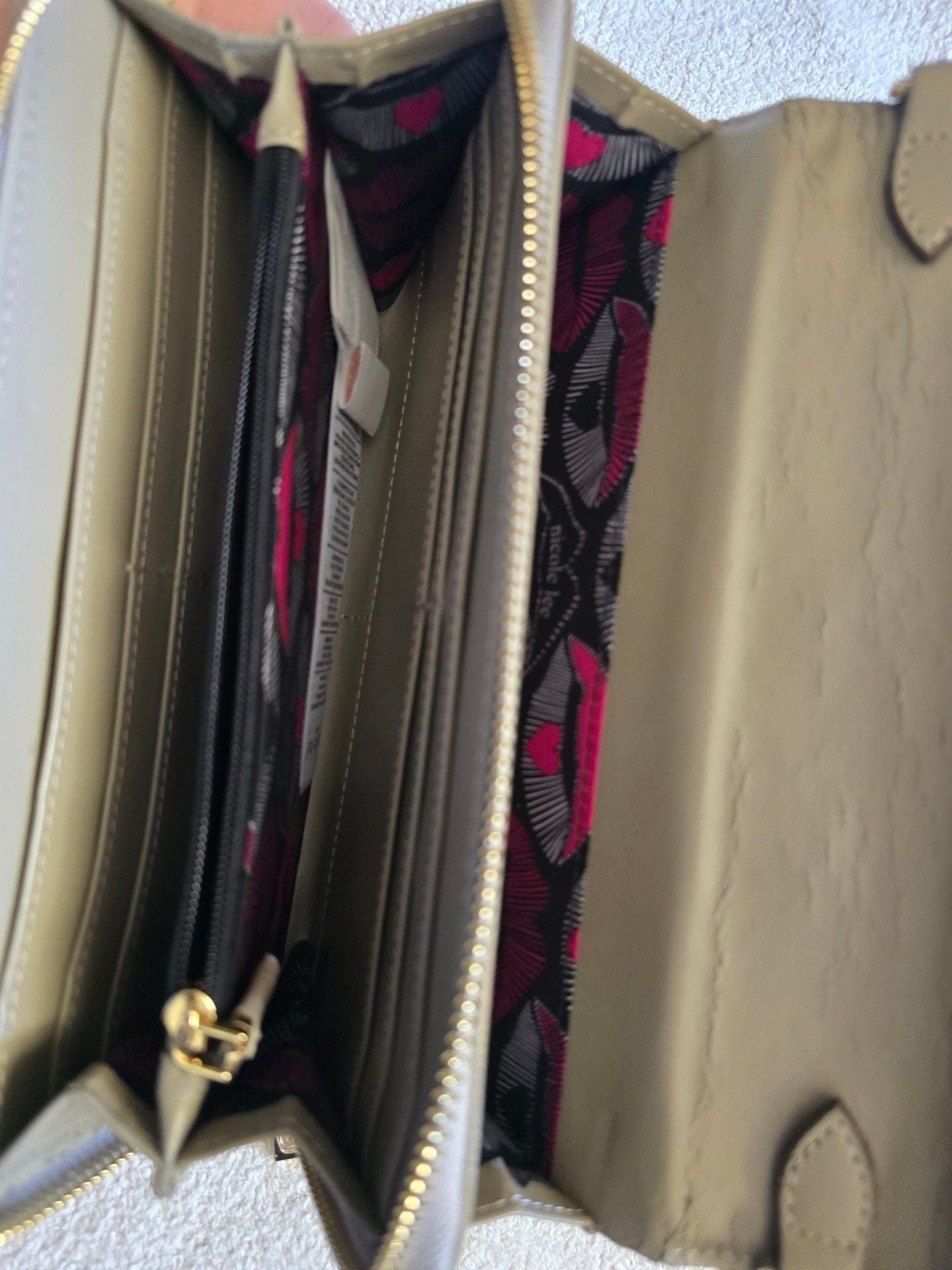 Nicole Lee Crossbody Wallet Gray Perforated Floral Design 7
