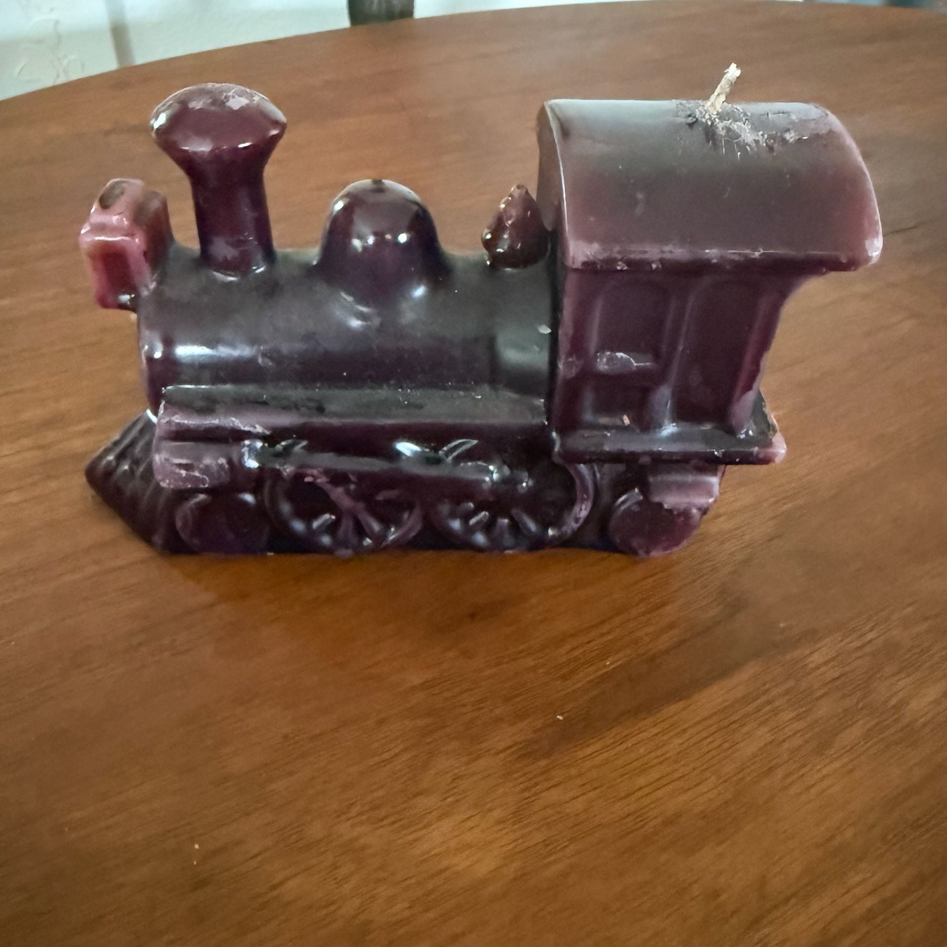 Vintage Locomotive Train Shaped Wax Candle Purple 1