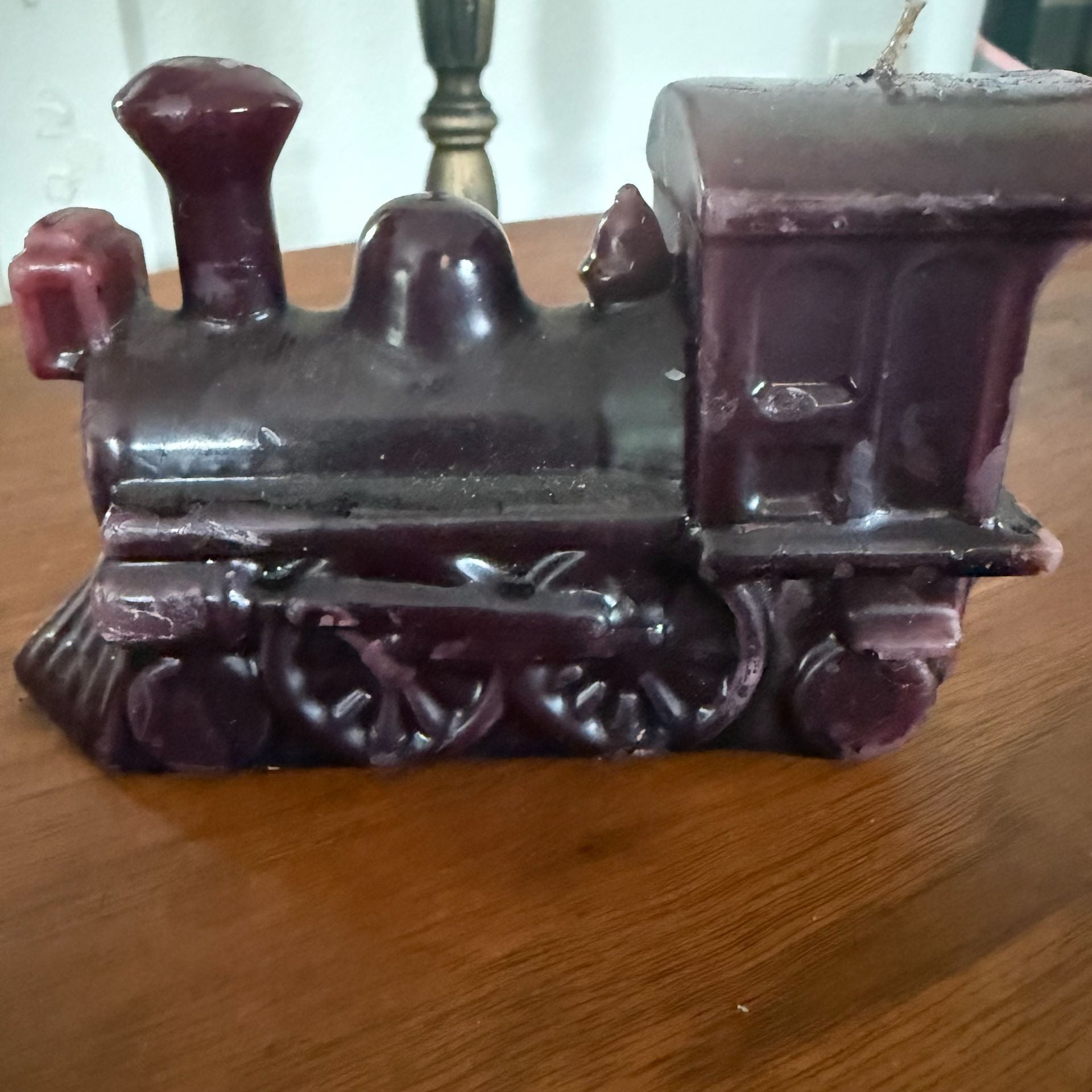 Vintage Locomotive Train Shaped Wax Candle Purple 2
