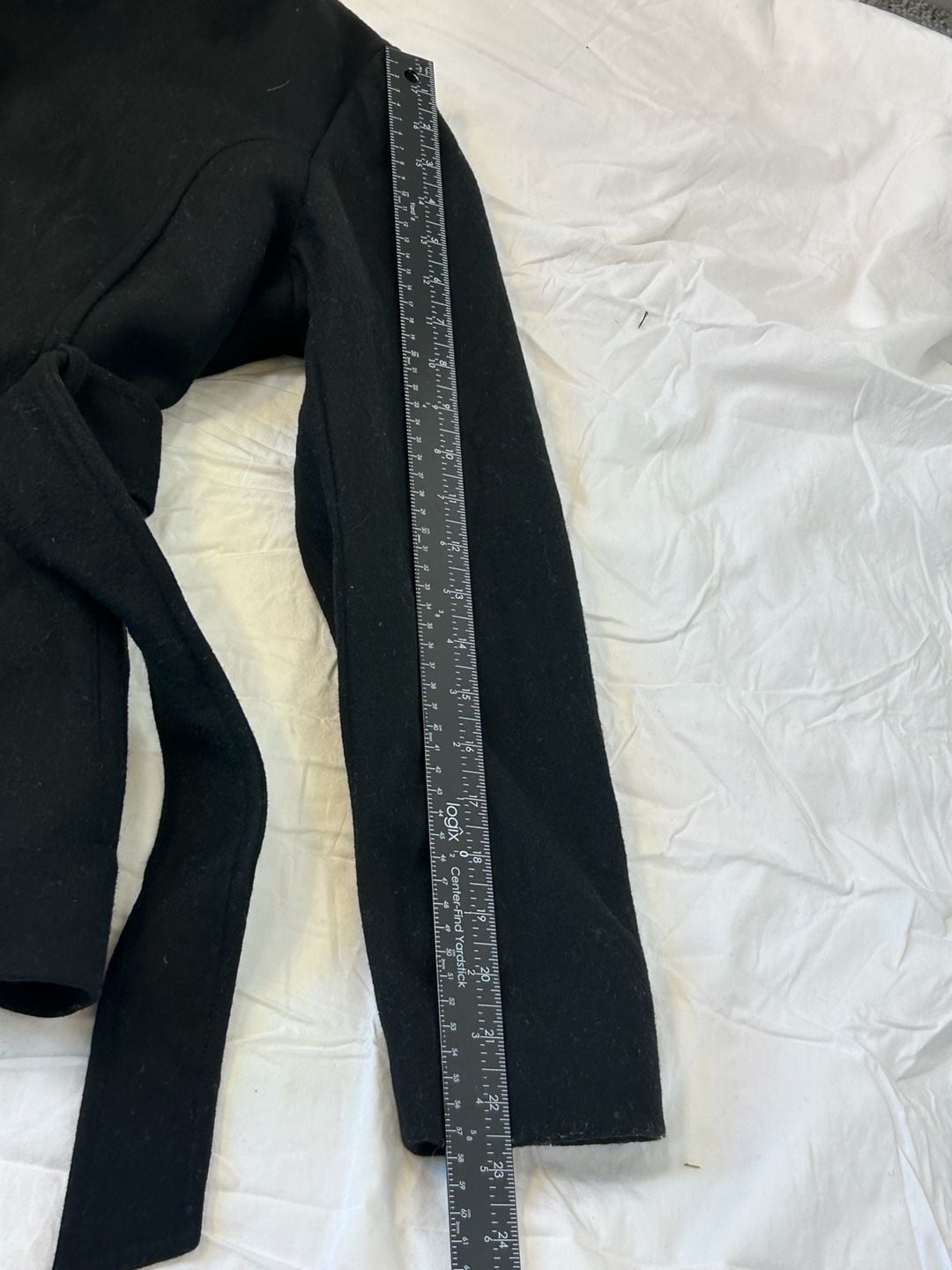 Nicole Miller Wool Blend Coat Size M Black Belted Funnel Neck 16