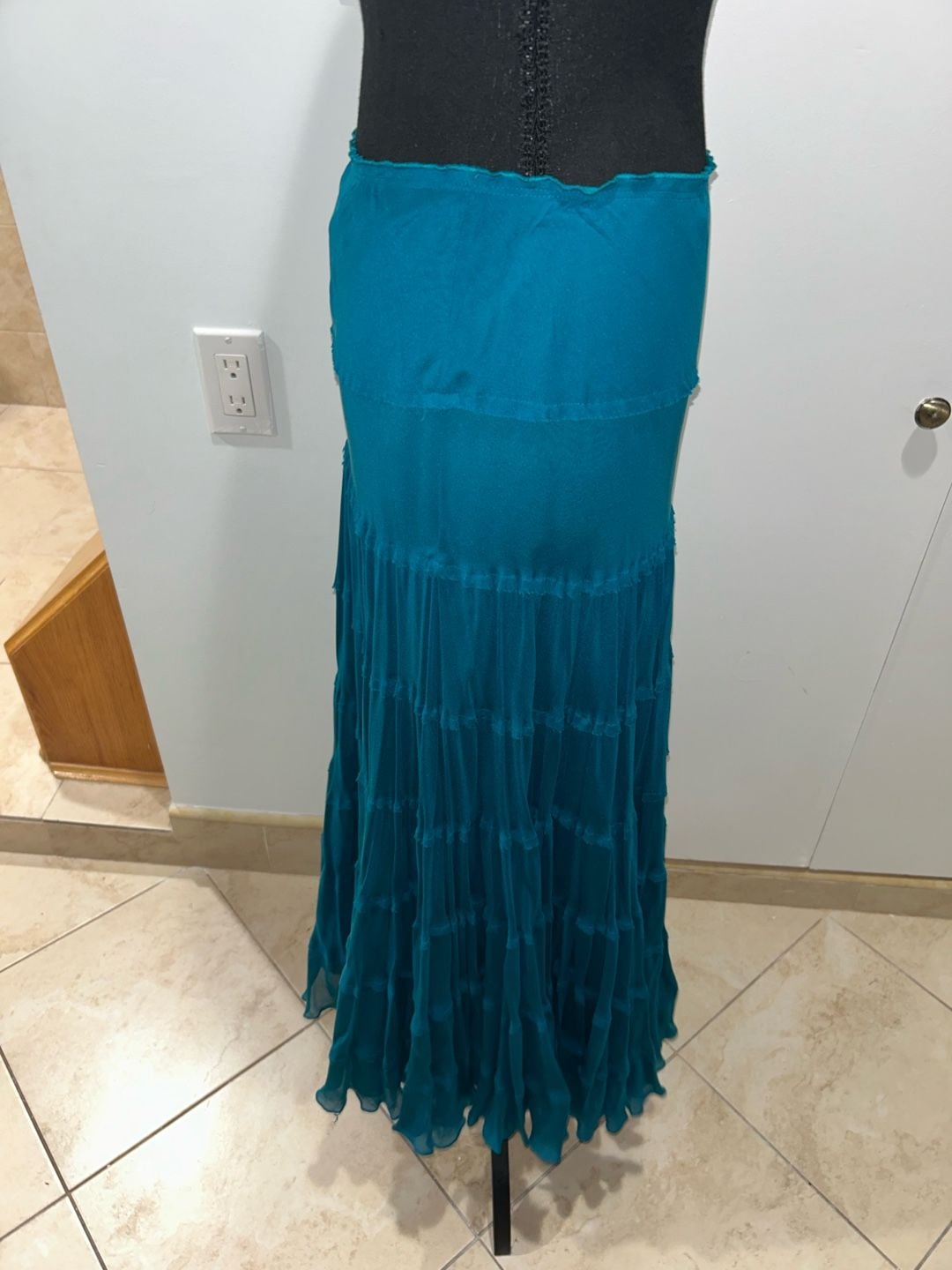 Teal Tiered Maxi Skirt 3