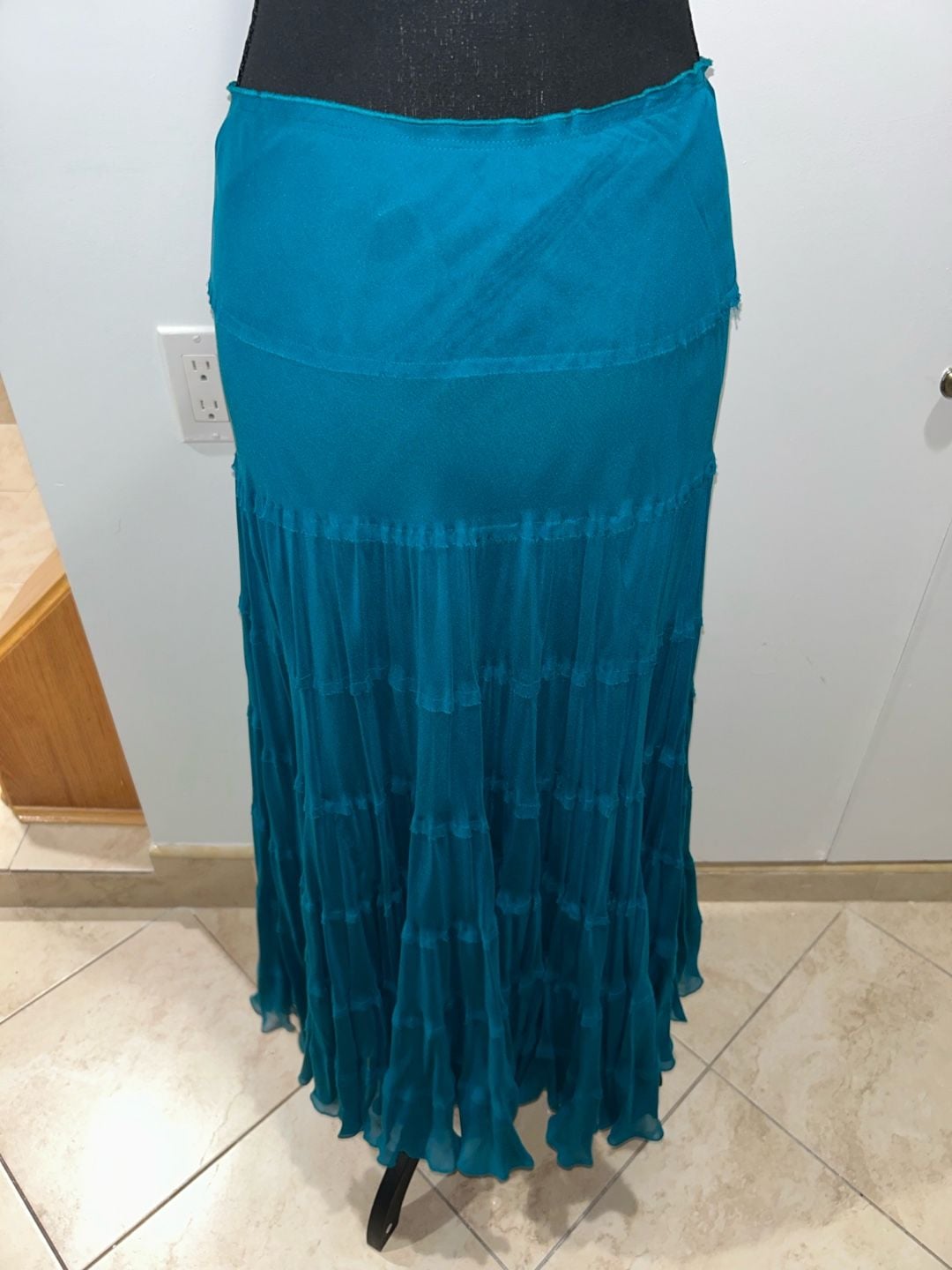 Teal Tiered Maxi Skirt 2