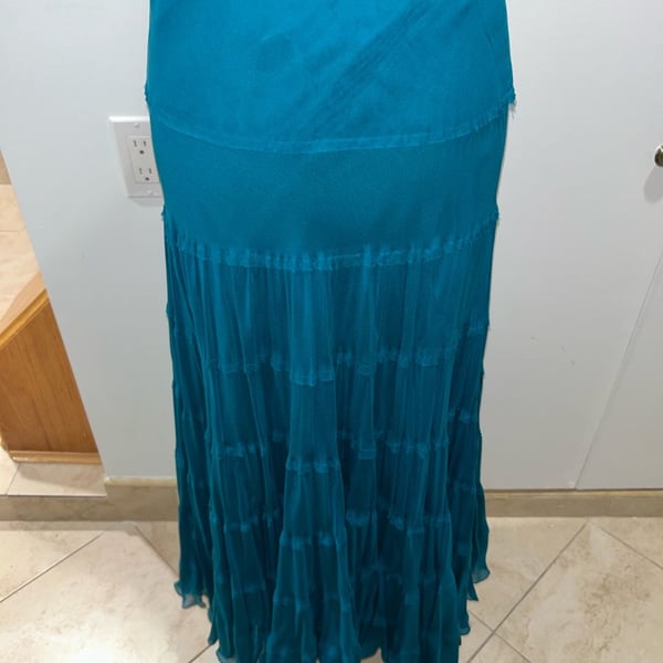 Teal Tiered Maxi Skirt