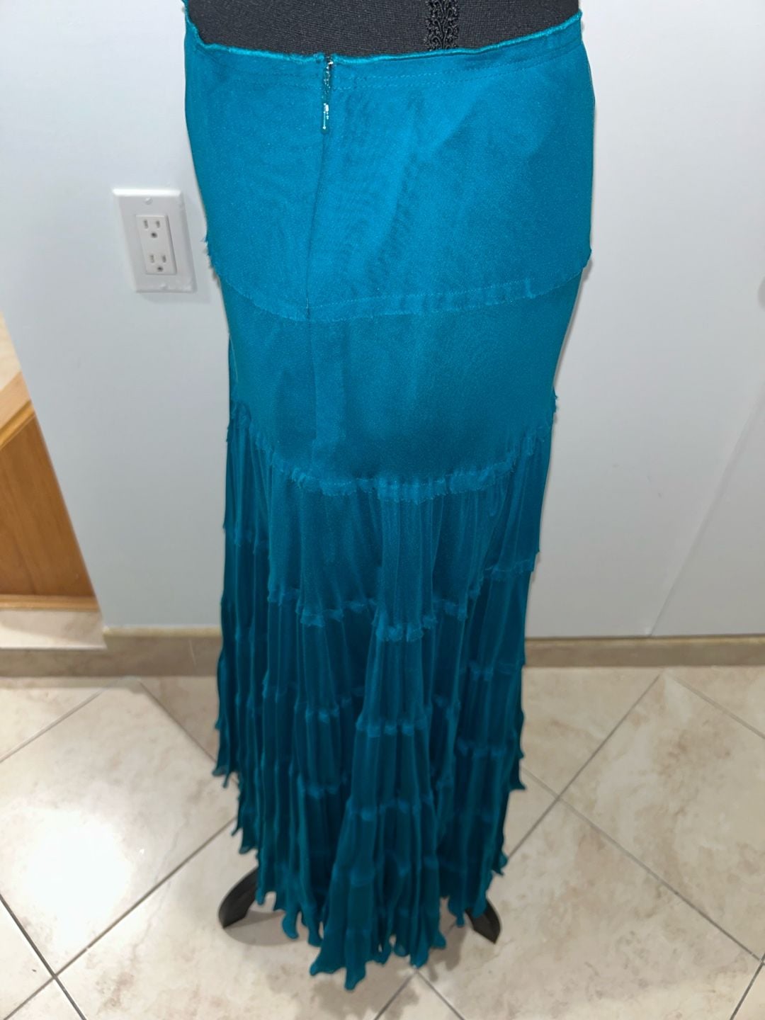 Teal Tiered Maxi Skirt 4