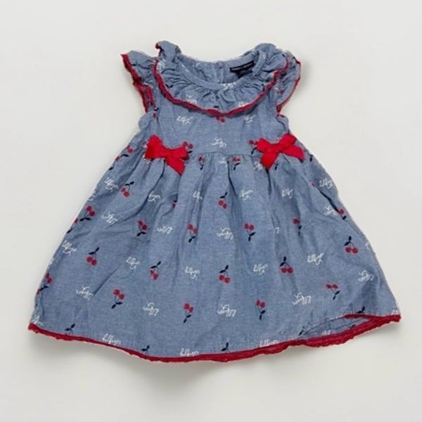 Tommy Hilfiger Baby Girl Chambray Cherry Print Ruffle Dress 24M
