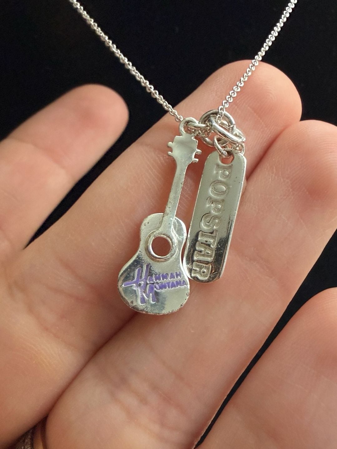 Disney Hannah Montana Guitar Popstar Pendant Sterling Silver Necklace 3