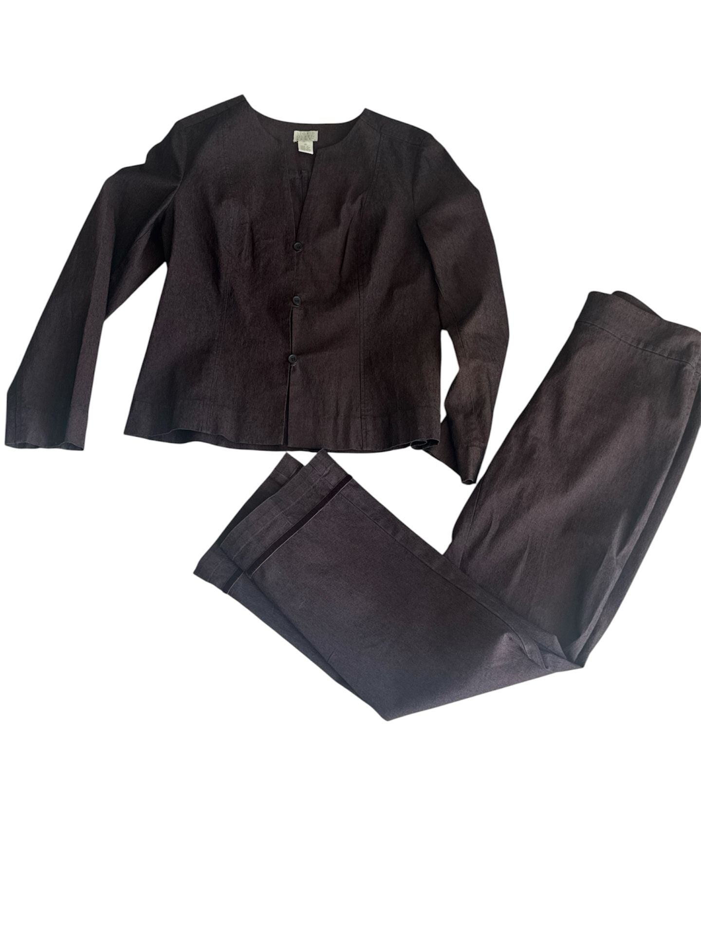 Sigrid Olsen Sport Pants Suit Size 10 Dark Brown Cotton Blend 1