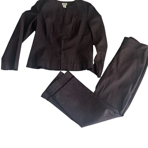 Sigrid Olsen Sport Pants Suit Size 10 Dark Brown Cotton Blend