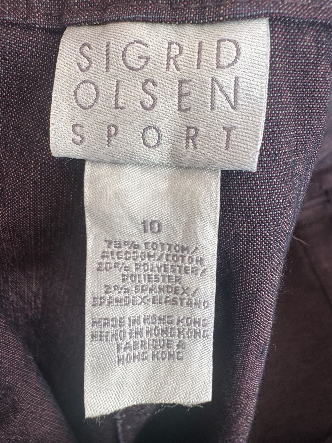 Sigrid Olsen Sport Pants Suit Size 10 Dark Brown Cotton Blend 6