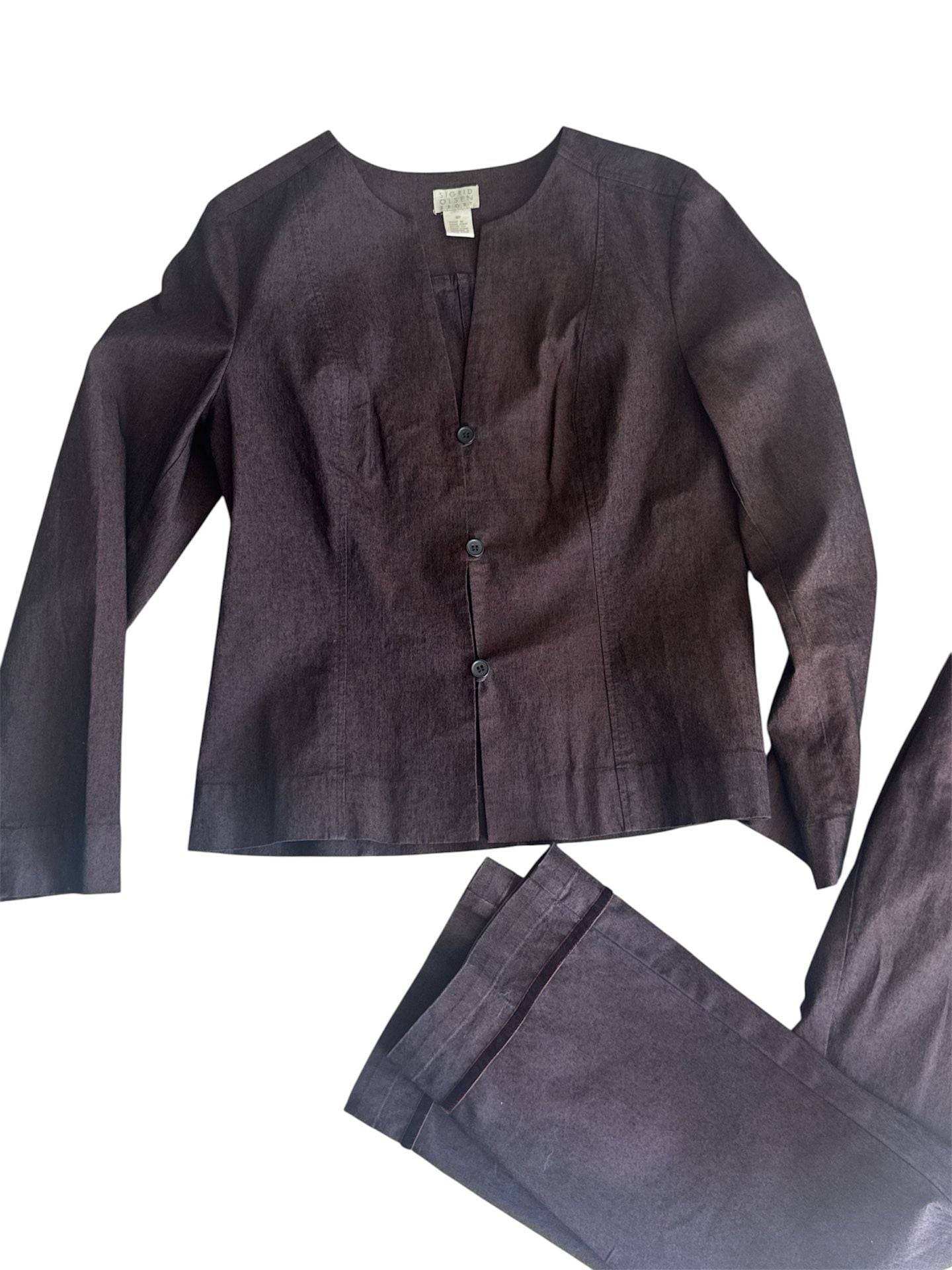 Sigrid Olsen Sport Pants Suit Size 10 Dark Brown Cotton Blend 11