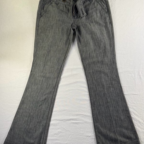 Guess Jeans Flare Trouser Size 27 Gray Herringbone Denim Pants
