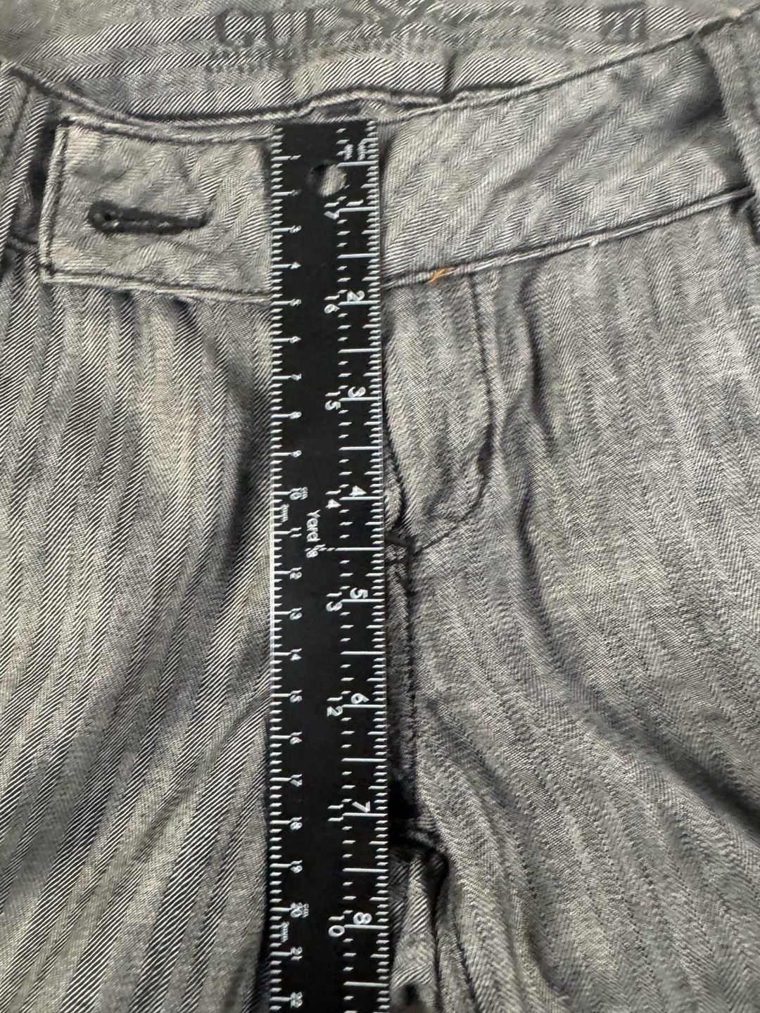 Guess Jeans Flare Trouser Size 27 Gray Herringbone Denim Pants 5