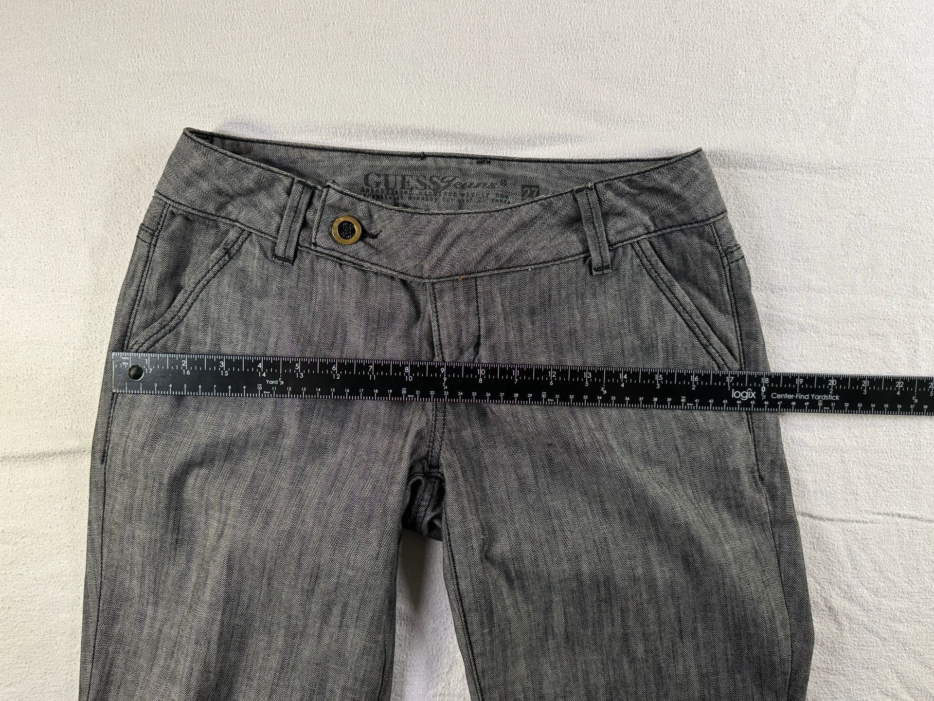Guess Jeans Flare Trouser Size 27 Gray Herringbone Denim Pants 6