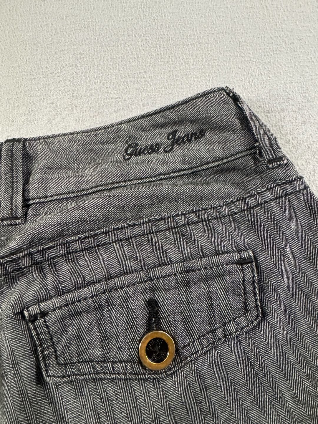 Guess Jeans Flare Trouser Size 27 Gray Herringbone Denim Pants 12