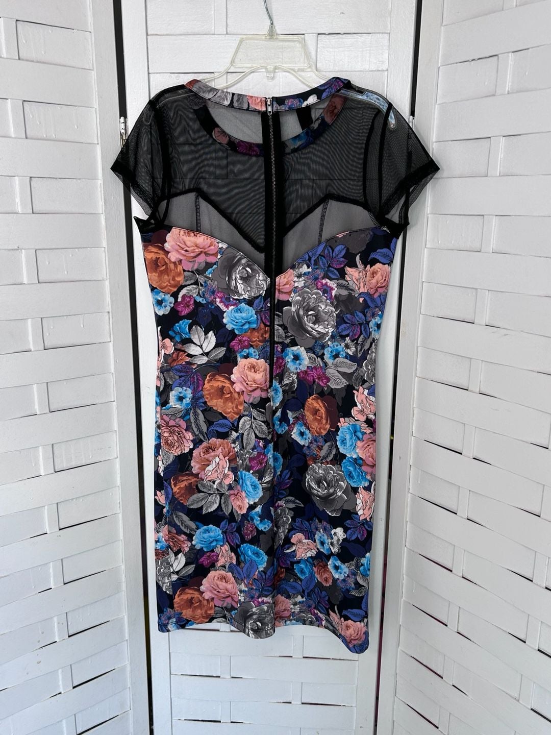 Vintage Bongo Floral Print Mesh Panel Dress Large 6
