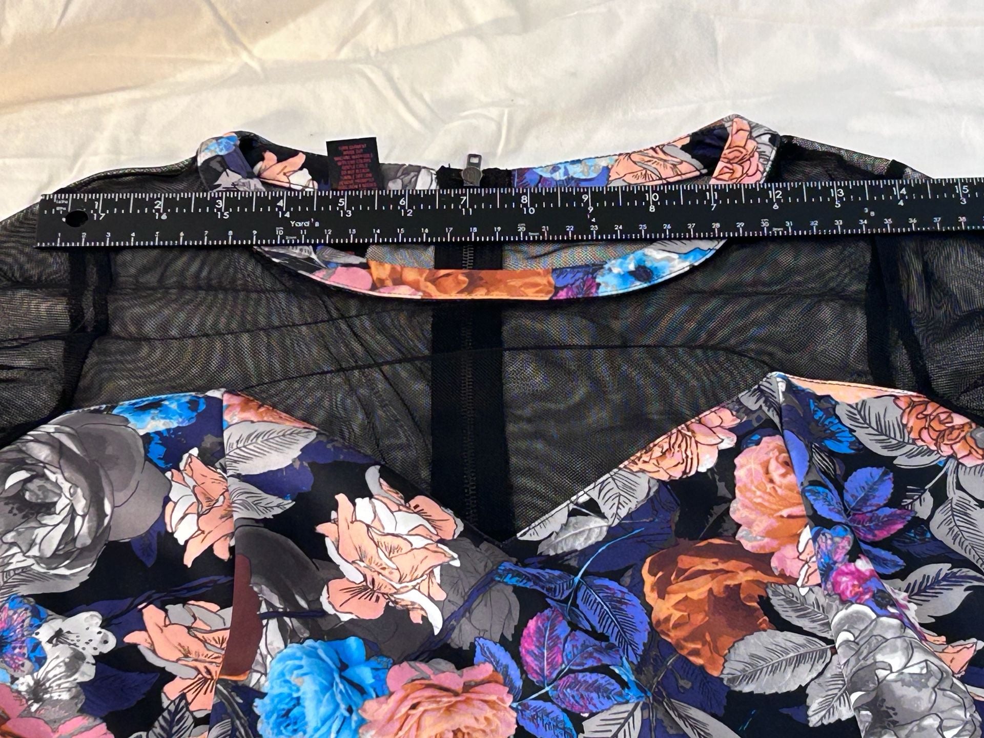 Vintage Bongo Floral Print Mesh Panel Dress Large 9