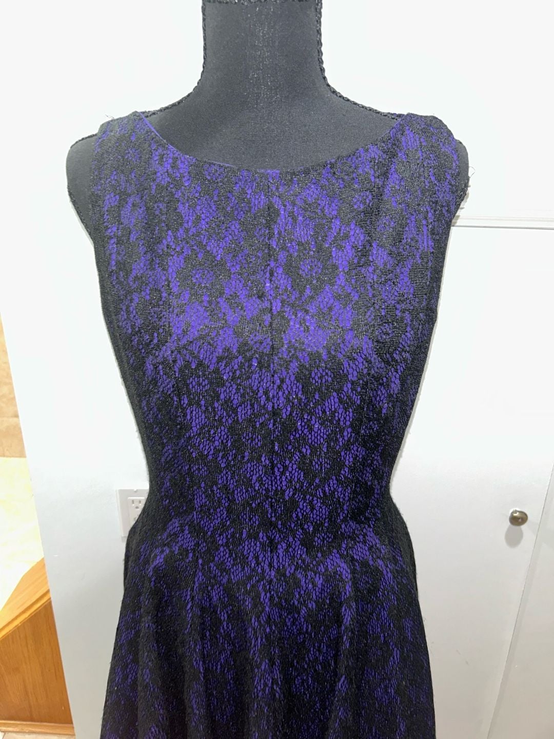 b michael AMERICA RED collection Dress Size 8 Purple Black Lace Sleeveless 3