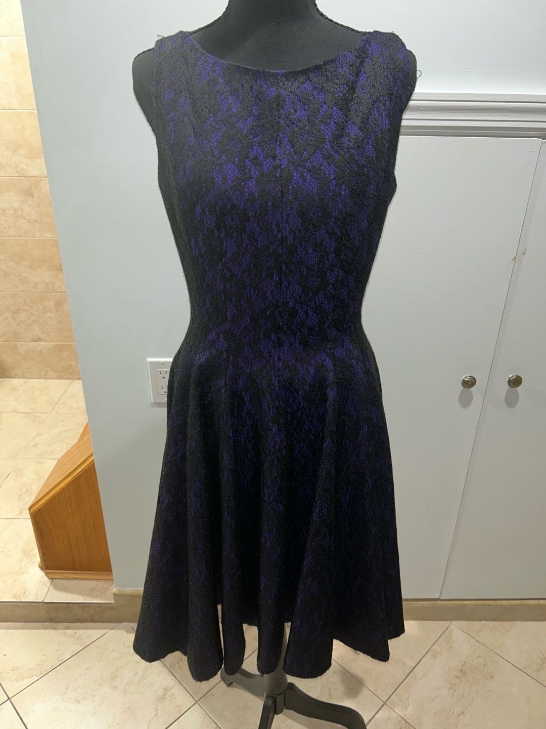 b michael AMERICA RED collection Dress Size 8 Purple Black Lace Sleeveless 4