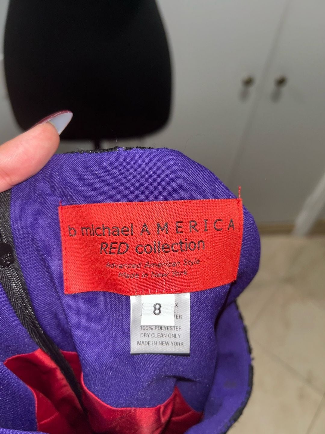 b michael AMERICA RED collection Dress Size 8 Purple Black Lace Sleeveless 5